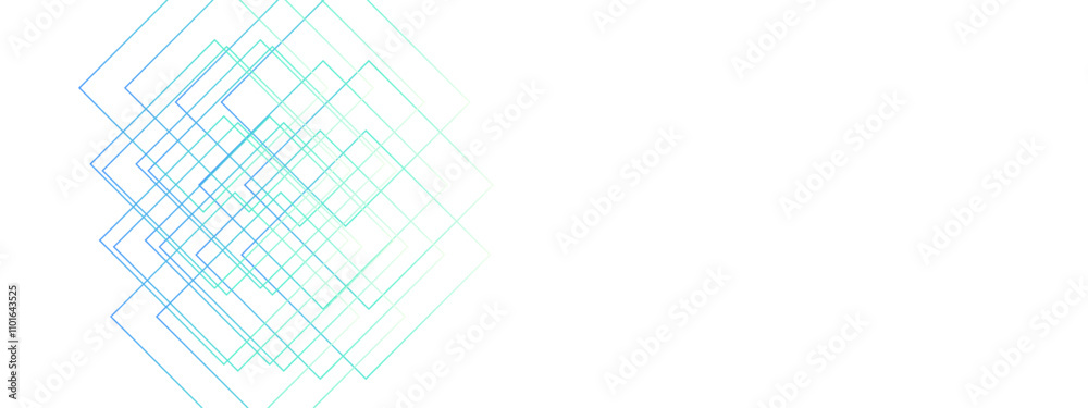 Aufkleber Light Ornament Technology Vector Panoramic. Isometric squares & Geometric lines. banner design, illustration technology with line pattern. Digital technology and engineering background