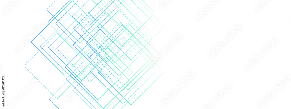 Poster Light Ornament Technology Vector Panoramic. Isometric squares & Geometric lines. banner design, illustration technology with line pattern. Digital technology and engineering background