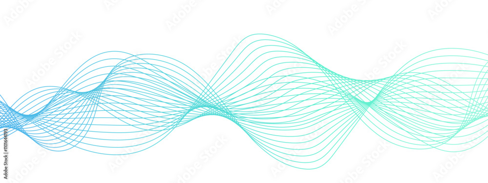 Poster Abstract colorful glowing frequency sound wave technology curve lines. Geometric Technology, data frequency gradient lines. Flowing wave lines and glowing design for banner, wallpaper, Business card