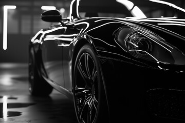 Black and White Photo of a Luxury Car