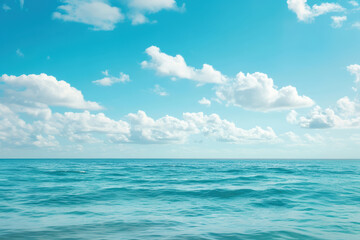 Simple seaside scene with calm waters and a clean, refreshing sky, ideal for tranquil and easygoing themes."