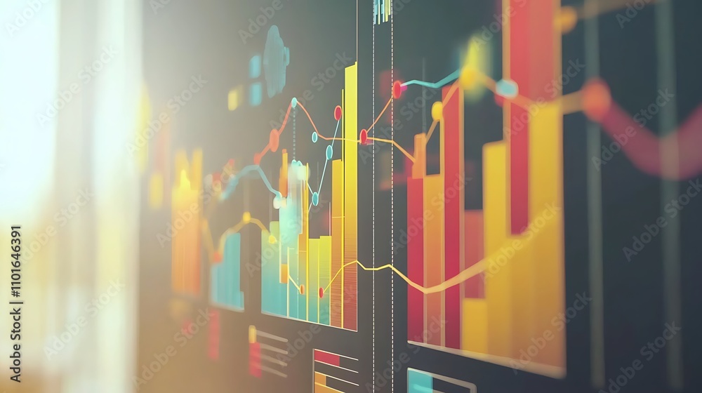 Poster abstract colorful data visualization on a digital display