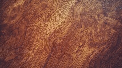 Fototapeta premium Aerial view of weathered cherry wood grain showcasing intricate, wavy patterns and rich warm hues, highlighting its natural beauty and texture.