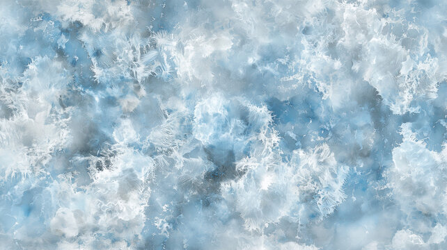 Digital seamless texture of frost on glass, featuring icy blue patterns and intricate details. This abstract design evokes sense of winter and cold beauty