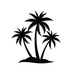 A Palm tree vector silhouette isolated on a white background, Tropical palm tree black clipart. Tropical palm tree
