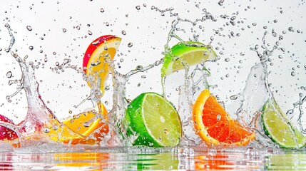 Splashing Juice and Wine on a White Background - A Vivid and Colorful Liquid Display. The Dynamic Splashing of the Juice and Wine, with Their Rich Hues and Transparent Textures, Creating a Captivating