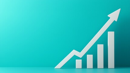 The economic risk with trade barriers concept. Graph representing growth on a turquoise background.