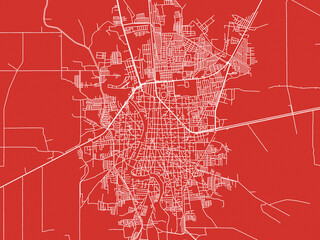 Christmas Map of Juchitan de Zaragoza, Mexico in Snowy White on Festive Red Background.