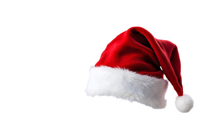 Santa red hat for christmas on transparent background, cut out