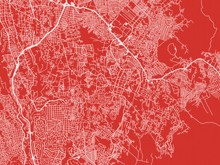 Christmas Map of Jiutepec, Mexico in Snowy White on Festive Red Background.