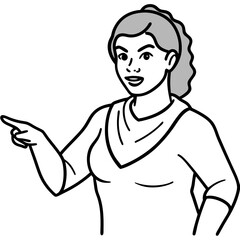 illustration of woman showing with hand
