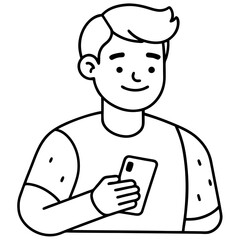  internet and smartphone addiction cartoon illustration