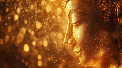 Obraz premium Phra Buddha Chinnarat in Wat Phra Sri Rattana Mahathat, radiating golden light and intricate detail. This revered Buddha image holds great cultural significance in Thailand.
