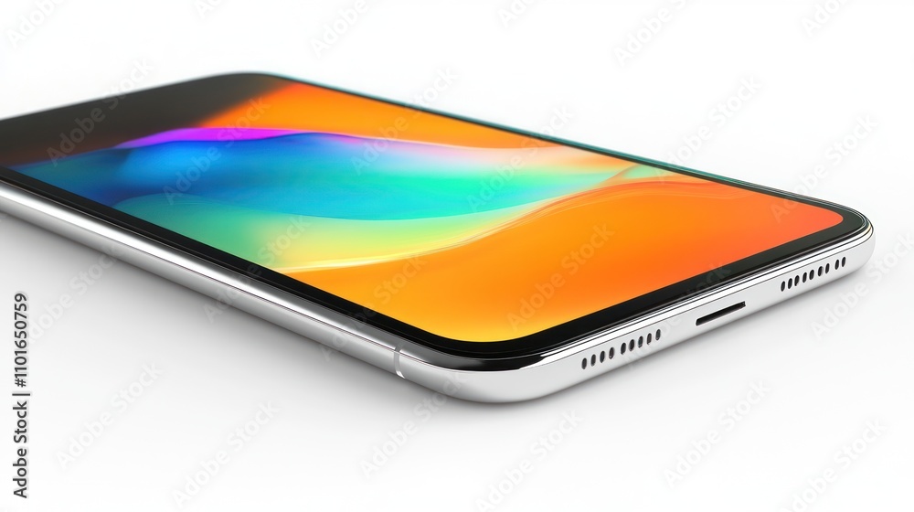 Aufkleber silver smartphone displaying abstract colorful waves