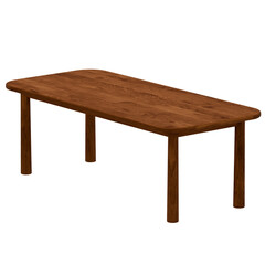3d render rectangular table with transparent background