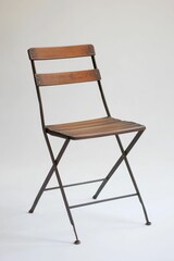 Wooden folding chair, metal frame.