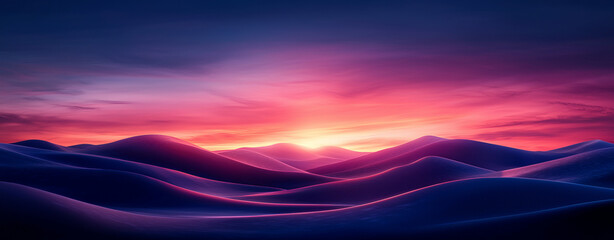 Obraz premium Vibrant twilight over rolling hills with radiant sky