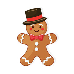 cute gingerbread man flat illustration isolated on white background