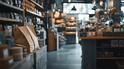 Obraz premium Cozy rustic store interior with warm lighting