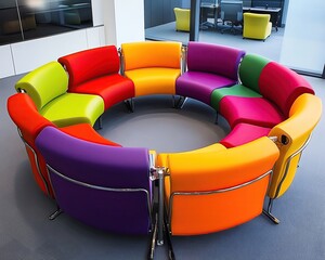 Modern colorful circular sofa, vibrant modern colorful circular sofa for office, stylish modern colorful circular sofa design,Modern colorful circular sofa,Contemporary office furniture