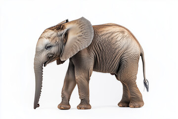 Fototapeta premium Whole body massive elephant in safari zoo isolated on white background, Africa elephant on white.