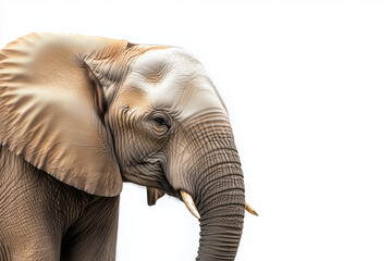 Fototapeta premium Whole body massive elephant in safari zoo isolated on white background, Africa elephant on white.