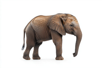 Obraz premium Whole body massive elephant in safari zoo isolated on white background, Africa elephant on white.