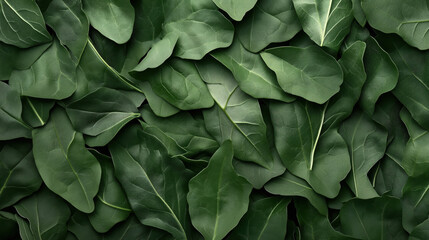 Close-up view of a pile of fresh green arugula leaves with detailed texture and vibrant color, capturing the natural pattern in a top-down perspective.