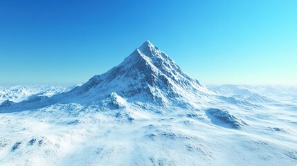 Majestic Snow-Capped Peak: A breathtaking panoramic view of a majestic snow-capped mountain peak under a vibrant blue sky.  The pristine.