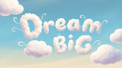 Dream Big Cloud Typography on Transparent Background