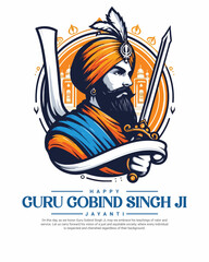 Happy Guru Gobind Singh Jayanti Festival Celebration Social media post banner template