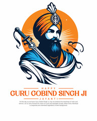 Happy Guru Gobind Singh Jayanti Festival Celebration Social media post banner template