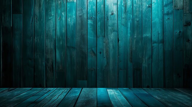 Moody teal wood background. Perfect for product displays or atmospheric scenes.