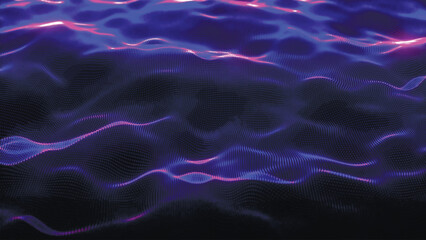Digital technology background. Dynamic wave of glowing points. Futuristic background for presentation design. 3d Vector illustration.