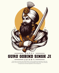 Happy Guru Gobind Singh Jayanti Festival Celebration Social media post banner template