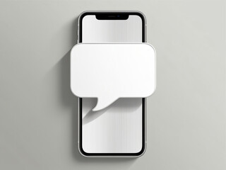 A smartphone with a speech bubble on a white background.