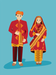Aceh traditional wedding dress coouple with Hijab from Indonesia Sumatera Island
