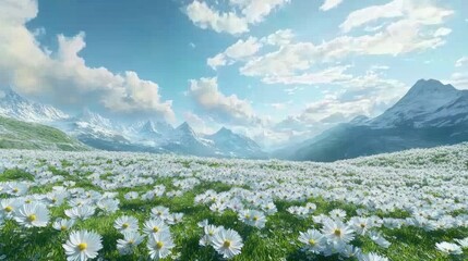 Fototapeta premium Mountain Meadow of Daisies