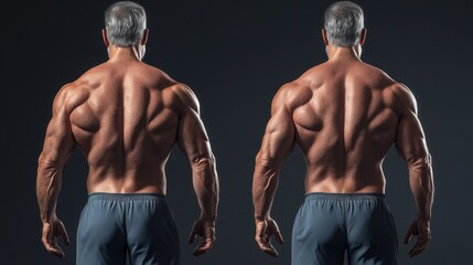 Muscular man showcasing impressive physique with defined back muscles