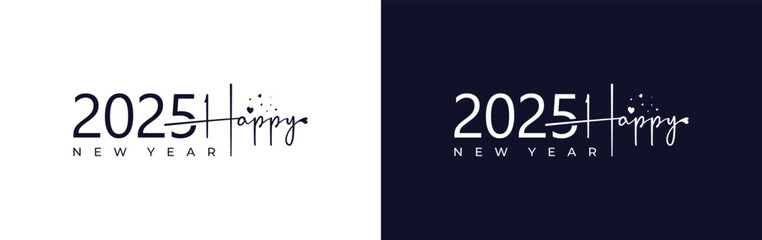Obraz premium Happy New Year 2025 Happy New Year Love logo design. Vector holiday logo design. Premium 2025 Happy New Year logo design.