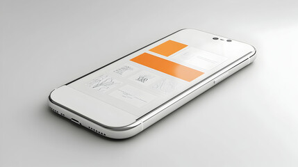 Fototapeta premium Modern white smartphone with orange app interface.
