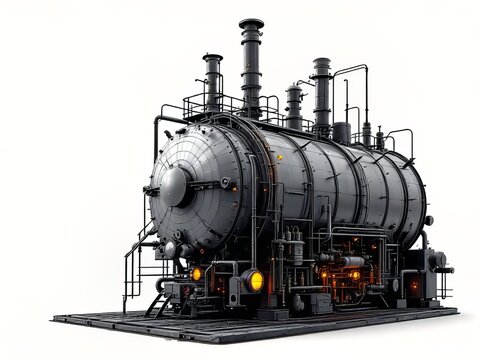 Pixel-perfect 64x64 boiler graphic, editable stroke, tilt-shift style.
