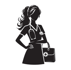 female doctor silhouette vector illustration
