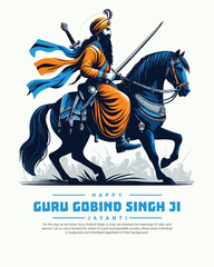 Fototapeta premium Happy Guru Gobind Singh Jayanti Festival Celebration Social media post banner template