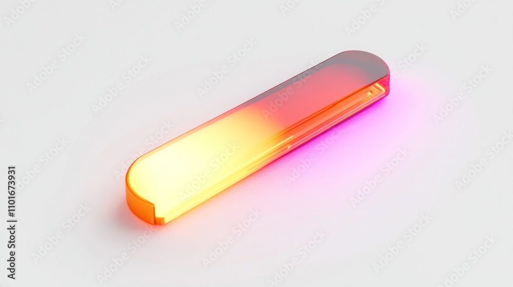 Poster illuminated glass object resembling a capsule shape