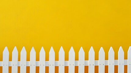 White Fence Against Vibrant Yellow Wall - Simple Exterior Design