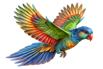 Obraz premium flying parrot isolated on white background as transparent. PNG. AI GENERATED.