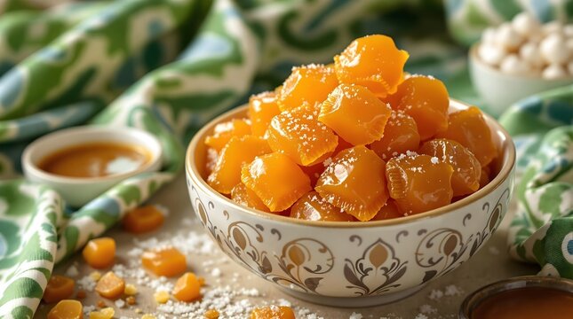 Parvarda (Uzbekistan Candy) in a Decorative Bowl
