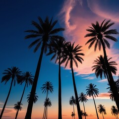 Naklejka premium palm trees on sunset
