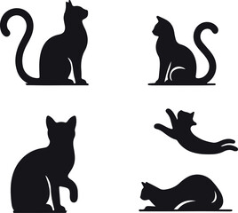 set of cats silhouettes